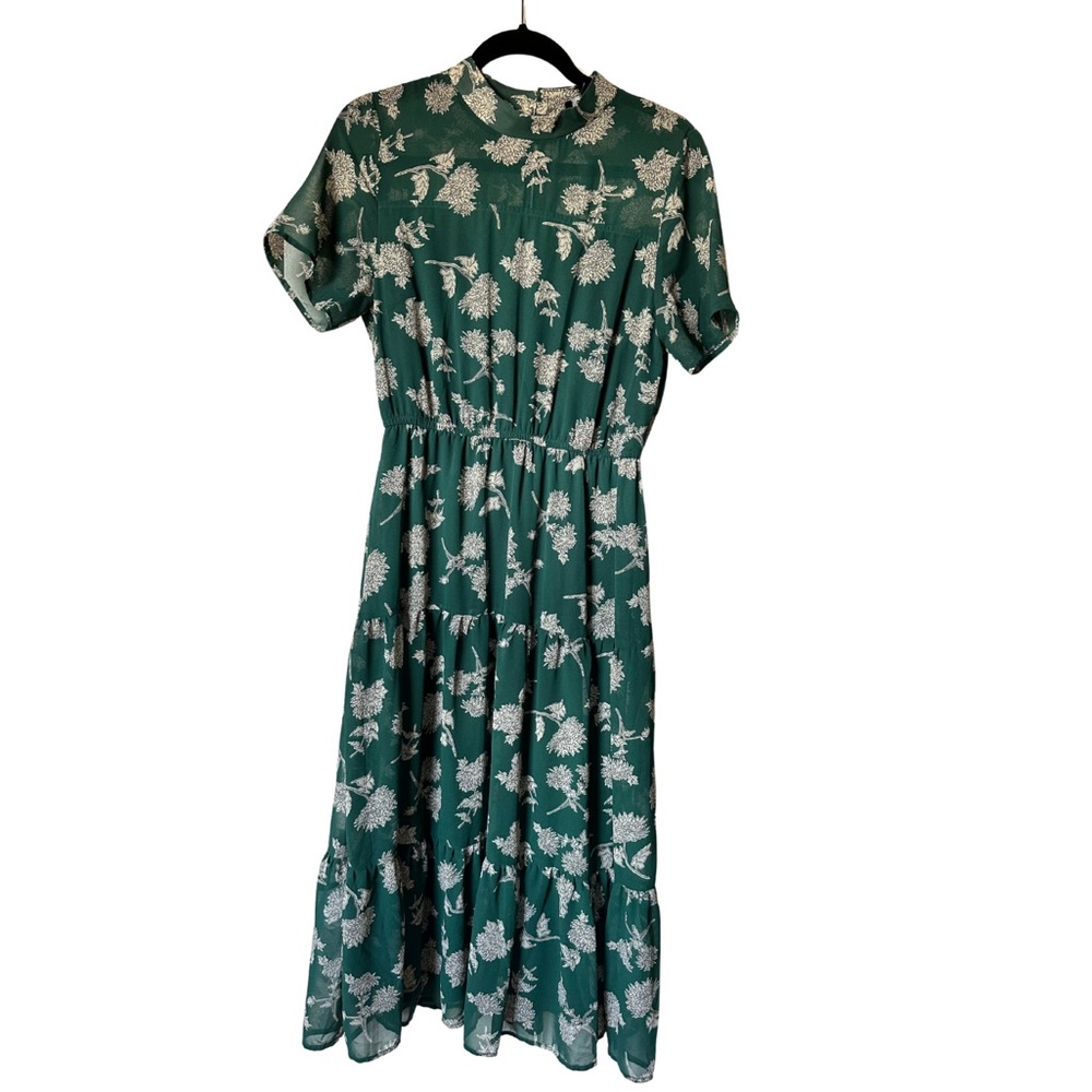 Lulu's Green Floral Midi Dress